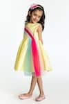 Buy_A Little Fable_Yellow Tulle, Cotton, Polyester Rainbow Fun Panelled Dress _Online_at_Aza_Fashions