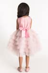 Shop_A Little Fable_Pink Tulle, Cotton, Polyester Sequins, Florence Applique Work Ruffle Dress _at_Aza_Fashions