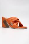 Heel Your Sole_Orange Lulu Knotted Strap Block Heels _Online_at_Aza_Fashions