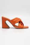 Buy_Heel Your Sole_Orange Lulu Knotted Strap Block Heels _Online_at_Aza_Fashions