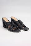 Buy_Heel Your Sole_Black Plain Lulu Knotted Cutout Strap Block Heels _at_Aza_Fashions