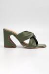 Buy_Heel Your Sole_Green Lulu Knotted Strap Leather Block Heels _Online_at_Aza_Fashions