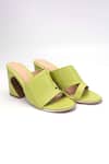 Shop_Heel Your Sole_Green Plain Kiko Striped Piping Pattern Heels _at_Aza_Fashions