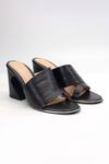 Buy_Heel Your Sole_Black Plain Kiko Striped Piping Cutout Strap Heels _at_Aza_Fashions