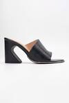 Heel Your Sole_Black Plain Kiko Striped Piping Cutout Strap Heels _Online_at_Aza_Fashions