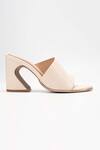 Heel Your Sole_Beige Plain Kiko Striped Strap Block Heels _Online_at_Aza_Fashions