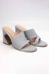 Buy_Heel Your Sole_Grey Plain Kiko Striped Strap Leather Block Heels _at_Aza_Fashions