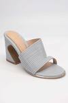 Buy_Heel Your Sole_Grey Plain Kiko Striped Strap Leather Block Heels _Online_at_Aza_Fashions