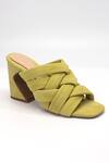 Shop_Heel Your Sole_Green Plain Lime Criss Cross Strap Heels_at_Aza_Fashions