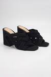 Buy_Heel Your Sole_Black Wolly Criss Cross Strap Suede Leather Heels_at_Aza_Fashions