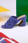 Shop_Heel Your Sole_Blue Plain Wolly Criss Cross Strap Suede Leather Black Heels_at_Aza_Fashions
