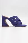 Buy_Heel Your Sole_Blue Plain Wolly Criss Cross Strap Suede Leather Black Heels_Online_at_Aza_Fashions