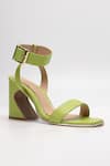 Heel Your Sole_Green Kitkat Leather Block Heels_Online_at_Aza_Fashions