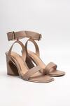 Buy_Heel Your Sole_Beige Kitkat Buckle Strap Leather Heels_at_Aza_Fashions