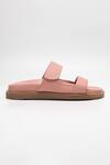 Heel Your Sole_Pink Plain Polly Double Strap Flat Sandals _Online_at_Aza_Fashions