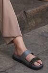 Buy_Heel Your Sole_Grey Plain Polly Double Strap Flats _at_Aza_Fashions