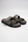 Shop_Heel Your Sole_Grey Plain Polly Double Strap Flats _at_Aza_Fashions