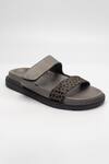 Heel Your Sole_Grey Plain Polly Double Strap Flats _Online_at_Aza_Fashions