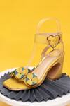 Buy_Heel Your Sole_Yellow Palais Floral Embellished Heels _at_Aza_Fashions