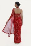 Shop_Talking Threads_Red Silk Organza Hand Embroidered Floral Jaal Halter Saree With Blouse  _at_Aza_Fashions