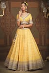 SHIKHAR SHARMA_Yellow Blouse Silk Chanderi Geometric Pattern Shimmer Bridal Lehenga Set _Online_at_Aza_Fashions