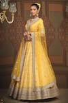 Buy_SHIKHAR SHARMA_Yellow Blouse Silk Chanderi Geometric Pattern Shimmer Bridal Lehenga Set _Online_at_Aza_Fashions