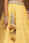 SHIKHAR SHARMA_Yellow Blouse Silk Chanderi Geometric Pattern Shimmer Bridal Lehenga Set _at_Aza_Fashions