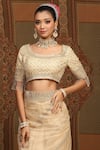 Shop_SHIKHAR SHARMA_Ivory Saree Silk Organza Embroidered Gota Round Leheriya Work With Blouse _Online_at_Aza_Fashions