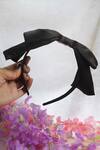 Shop Soho Boho Studio By Aarti Thakur Black Blair Waldorf Satin Bow Hair Band at Aza Fashions Shop_Soho Boho Studio By Aarti Thakur_Black Blair Waldorf Satin Bow Hair Band_at_Aza_Fashions