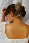 Buy_Soho Boho Studio By Aarti Thakur_Brown Plain Oversized Organza Scrunchie_at_Aza_Fashions