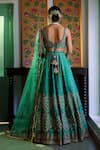 Shop_Irrau by Samir Mantri_Green Lehenga And Blouse Pure Raw Silk Embroidery Sequin Round Geometric Set _at_Aza_Fashions