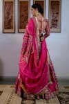 Shop_Irrau by Samir Mantri_Fuchsia Lehenga And Blouse Pure Raw Silk Embroidery Sequin Leaf Neck Flower Set _at_Aza_Fashions