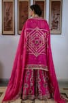 Buy_Irrau by Samir Mantri_Fuchsia Lehenga And Blouse Pure Raw Silk Embroidery Sequin Leaf Neck Flower Set _Online_at_Aza_Fashions