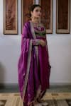 Irrau by Samir Mantri_Purple Kurta And Salwar Pure Raw Silk Embroidery Sequin Kurta Set With Bolero _Online_at_Aza_Fashions