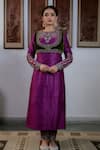 Buy_Irrau by Samir Mantri_Purple Kurta And Salwar Pure Raw Silk Embroidery Sequin Kurta Set With Bolero _Online_at_Aza_Fashions