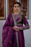 Shop_Irrau by Samir Mantri_Purple Kurta And Salwar Pure Raw Silk Embroidery Sequin Kurta Set With Bolero _Online_at_Aza_Fashions