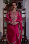 Buy_Irrau by Samir Mantri_Fuchsia Kurta And Trouser Pure Raw Silk Embroidery Sequin Round Paisley Set _Online_at_Aza_Fashions