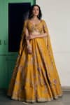 Buy_Irrau by Samir Mantri_Yellow Lehenga And Blouse Pure Raw Silk Embroidery Sequin Sweetheart Floral Set _at_Aza_Fashions