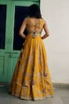 Shop_Irrau by Samir Mantri_Yellow Lehenga And Blouse Pure Raw Silk Embroidery Sequin Sweetheart Floral Set _at_Aza_Fashions