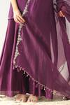 Buy_Kesar Studio_Purple Silk Hand Embroidered Mirror Round Neck Kurta Pant Set _Online_at_Aza_Fashions