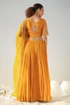 Kesar Studio_Yellow Silk Embroidered Zari Round Neck Blouse Lehenga Set _Online_at_Aza_Fashions