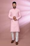 Buy_Arihant Rai Sinha_Pink Viscose, Cotton, Polyester Embroidery Geometric Thread Work Kurta Set_at_Aza_Fashions