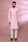 Buy_Arihant Rai Sinha_Pink Viscose, Cotton, Polyester Embroidery Geometric Thread Work Kurta Set_Online_at_Aza_Fashions