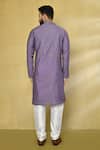 Shop_Arihant Rai Sinha_Purple Kurta Viscose Cotton Embroidered Thread And Sequin Checkered Pattern Set _at_Aza_Fashions