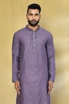 Arihant Rai Sinha_Purple Kurta Viscose Cotton Embroidered Thread And Sequin Checkered Pattern Set _Online_at_Aza_Fashions