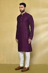 Buy_Arihant Rai Sinha_Purple Kurta Viscose Cotton Embroidered Thread And Sequin Stripe Pattern Set _Online_at_Aza_Fashions