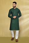 Buy_Arihant Rai Sinha_Green Kurta Viscose Cotton Embroidered Thread And Sequin Work Jaal Pattern Set _at_Aza_Fashions