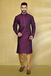 Buy_Arihant Rai Sinha_Purple Kurta Silk Geometric Pattern Set _at_Aza_Fashions