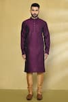 Buy_Arihant Rai Sinha_Purple Kurta Silk Geometric Pattern Set _Online_at_Aza_Fashions