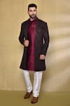 Buy_Arihant Rai Sinha_Black Jacquard, Silk Embroidery Wave Pattern Woven Jacket With Kurta Set _at_Aza_Fashions
